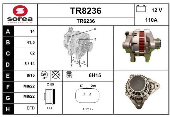 SNRA TR8236 Alternator TR8236: Buy near me in Poland at 2407.PL - Good price!