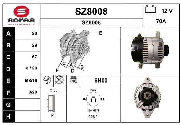 SNRA SZ8008 Alternator SZ8008: Dobra cena w Polsce na 2407.PL - Kup Teraz!