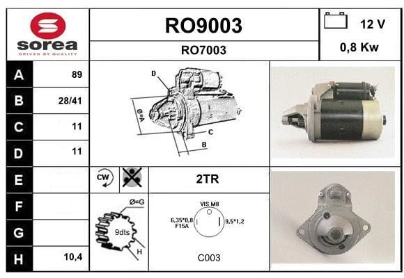 SNRA RO9003 Anlasser RO9003: Kaufen Sie zu einem guten Preis in Polen bei 2407.PL!