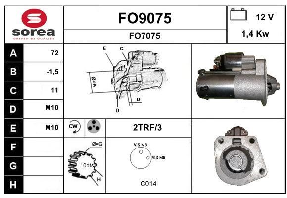SNRA FO9075 Starter FO9075: Buy near me in Poland at 2407.PL - Good price!