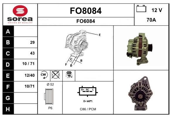 SNRA FO8084 Alternator FO8084: Buy near me at 2407.PL in Poland at an Affordable price!