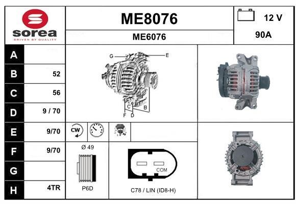 SNRA ME8076 Alternator ME8076: Buy near me in Poland at 2407.PL - Good price!