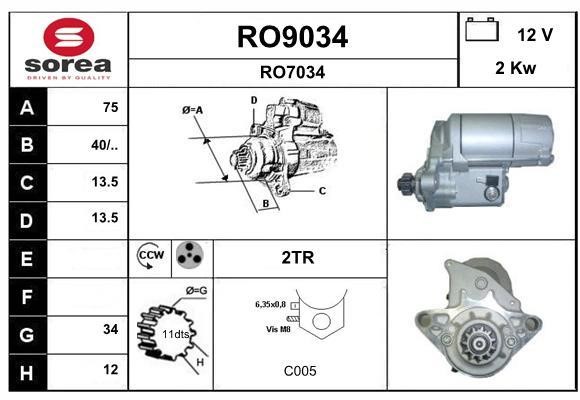 SNRA RO9034 Стартер RO9034: Купить в Польше - Отличная цена на 2407.PL!