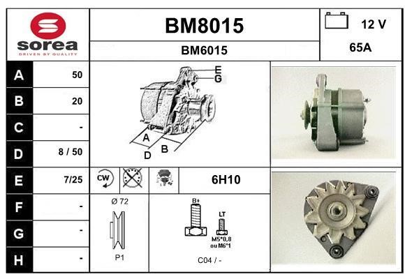 SNRA BM8015 Alternator BM8015: Buy near me in Poland at 2407.PL - Good price!