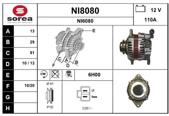 SNRA NI8080 Alternator NI8080: Buy near me in Poland at 2407.PL - Good price!