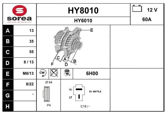 SNRA HY8010 Alternator HY8010: Buy near me in Poland at 2407.PL - Good price!