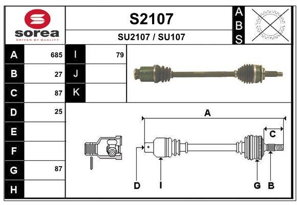 SNRA S2107 Drive Shaft S2107: Buy near me in Poland at 2407.PL - Good price!