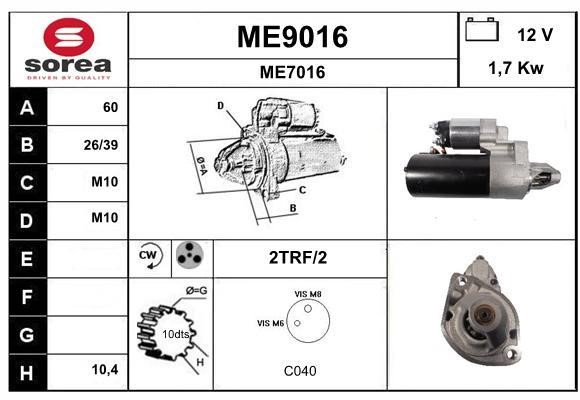 SNRA ME9016 Starter ME9016: Buy near me at 2407.PL in Poland at an Affordable price!