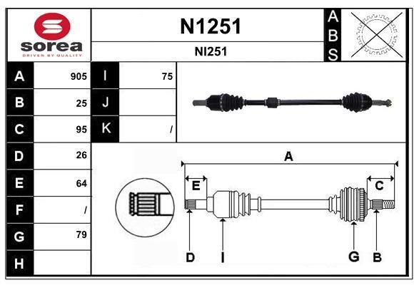 SNRA N1251 Drive shaft N1251: Buy near me in Poland at 2407.PL - Good price!