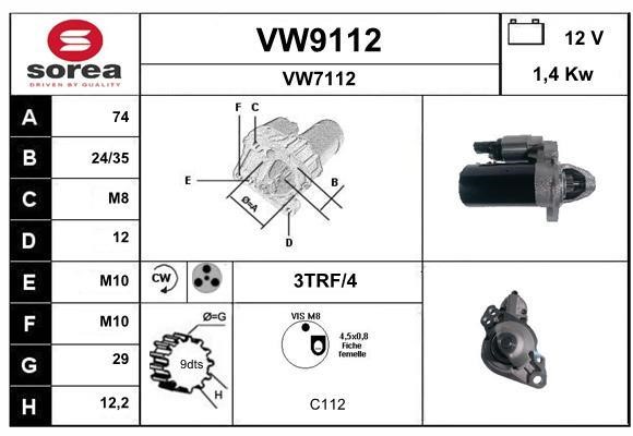 SNRA VW9112 Стартер VW9112: Отличная цена - Купить в Польше на 2407.PL!
