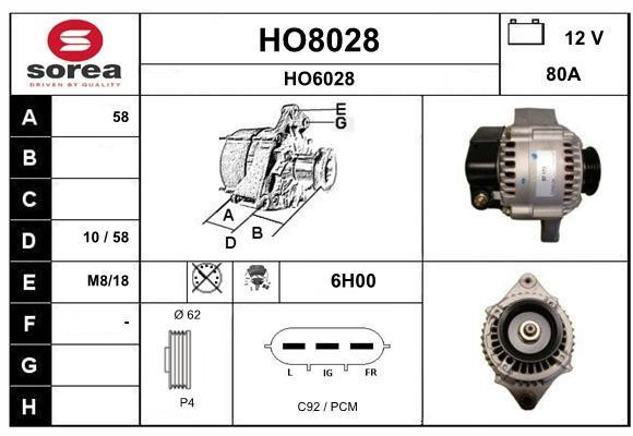 SNRA HO8028 Alternator HO8028: Dobra cena w Polsce na 2407.PL - Kup Teraz!