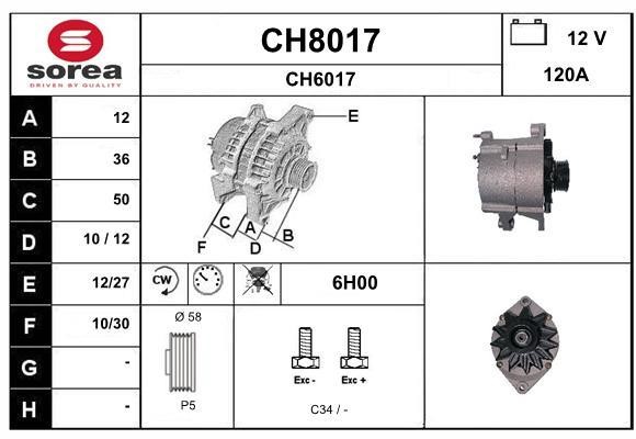 SNRA CH8017 Alternator CH8017: Buy near me in Poland at 2407.PL - Good price!