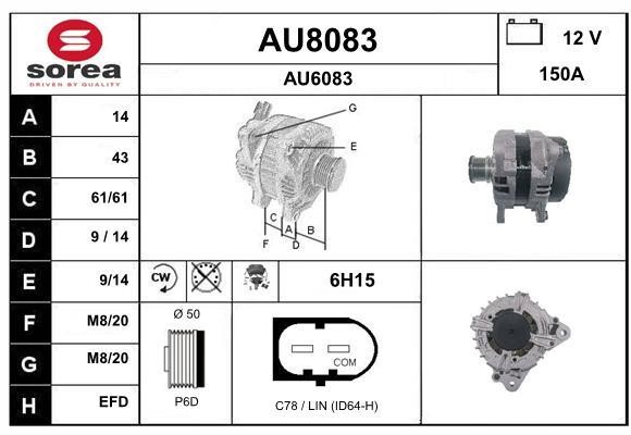 SNRA AU8083 Alternator AU8083: Buy near me in Poland at 2407.PL - Good price!