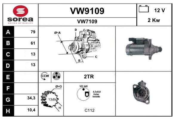 SNRA VW9109 Starter VW9109: Buy near me in Poland at 2407.PL - Good price!