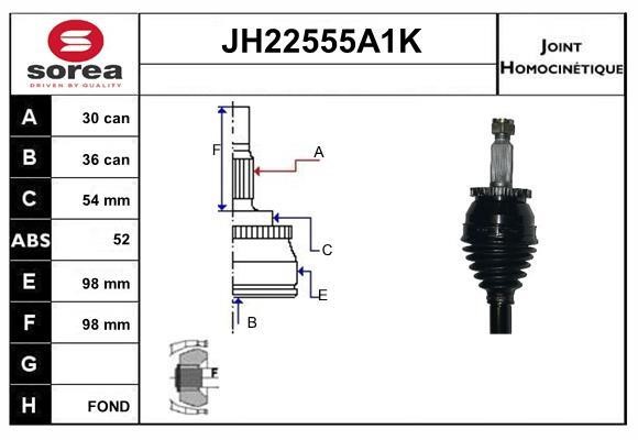 SNRA JH22555A1K Joint Kit, drive shaft JH22555A1K: Buy near me in Poland at 2407.PL - Good price!
