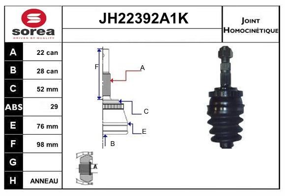 SNRA JH22392A1K Шарнир равных угловых скоростей (ШРУС) JH22392A1K: Отличная цена - Купить в Польше на 2407.PL!
