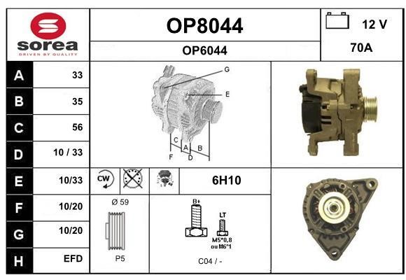 SNRA OP8044 Alternator OP8044: Buy near me in Poland at 2407.PL - Good price!