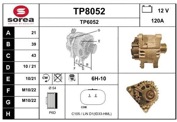SNRA TP8052 Alternator TP8052: Buy near me at 2407.PL in Poland at an Affordable price!