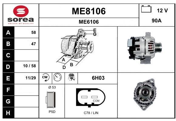 SNRA ME8106 Alternator ME8106: Dobra cena w Polsce na 2407.PL - Kup Teraz!