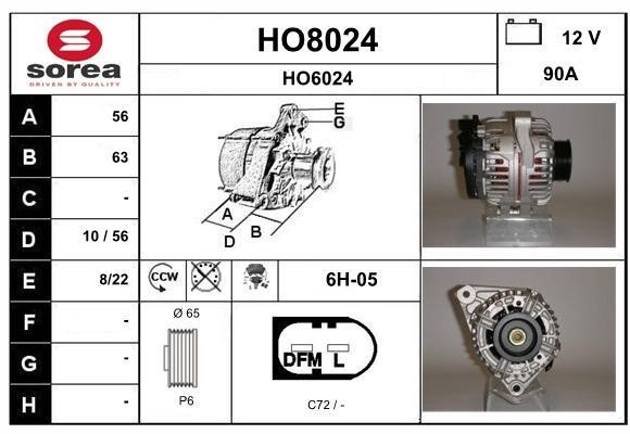 SNRA HO8024 Alternator HO8024: Buy near me in Poland at 2407.PL - Good price!