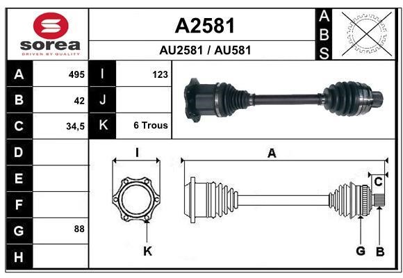 SNRA A2581 Drive Shaft A2581: Buy near me in Poland at 2407.PL - Good price!