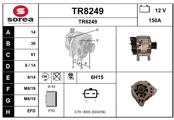 SNRA TR8249 Alternator TR8249: Buy near me in Poland at 2407.PL - Good price!
