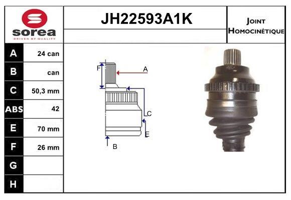 SNRA JH22593A1K Joint Kit, drive shaft JH22593A1K: Buy near me at 2407.PL in Poland at an Affordable price!
