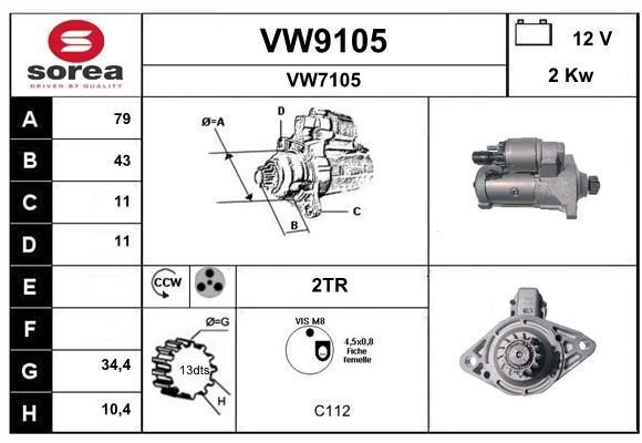 SNRA VW9105 Starter VW9105: Buy near me in Poland at 2407.PL - Good price!