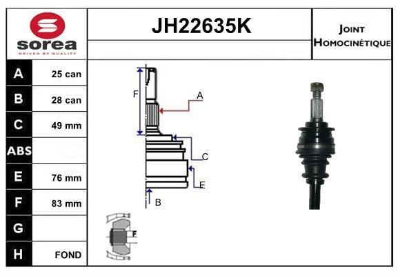 SNRA JH22635K Joint kit, drive shaft JH22635K: Buy near me in Poland at 2407.PL - Good price!