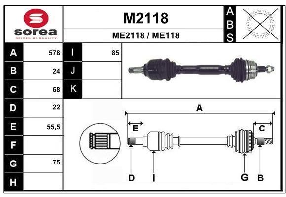 SNRA M2118 Drive Shaft M2118: Buy near me in Poland at 2407.PL - Good price!