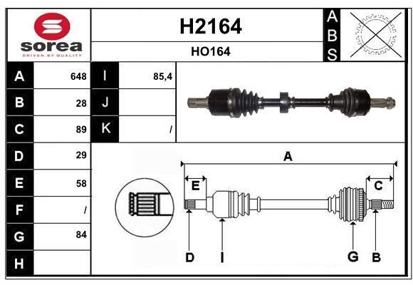 SNRA H2164 Drive shaft H2164: Buy near me in Poland at 2407.PL - Good price!