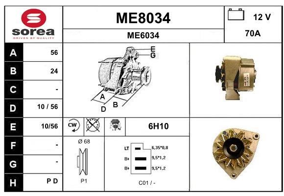 SNRA ME8034 Alternator ME8034: Dobra cena w Polsce na 2407.PL - Kup Teraz!