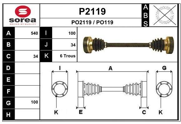 SNRA P2119 Drive Shaft P2119: Buy near me at 2407.PL in Poland at an Affordable price!