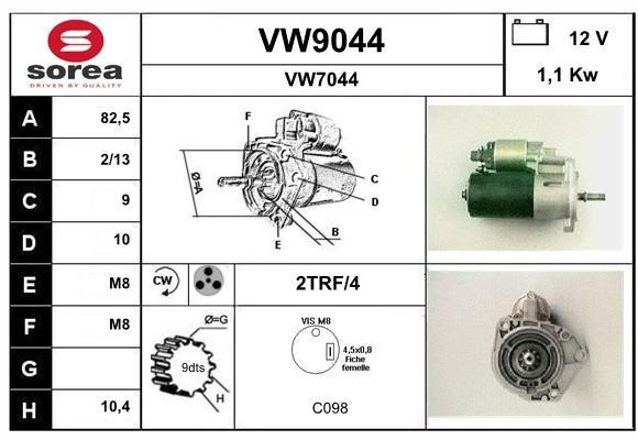 SNRA VW9044 Стартер VW9044: Приваблива ціна - Купити у Польщі на 2407.PL!