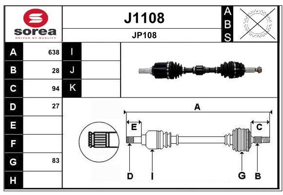 SNRA J1108 Drive shaft J1108: Buy near me in Poland at 2407.PL - Good price!