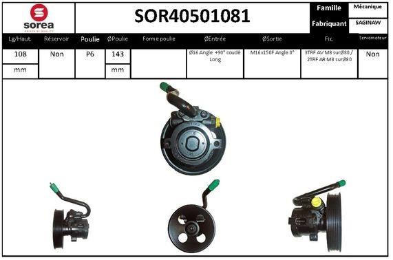 SNRA SOR40501081 Hydraulic Pump, steering system SOR40501081: Buy near me in Poland at 2407.PL - Good price!