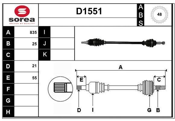 SNRA D1551 Drive shaft D1551: Buy near me in Poland at 2407.PL - Good price!