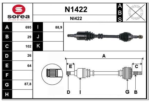 SNRA N1422 Drive Shaft N1422: Buy near me in Poland at 2407.PL - Good price!