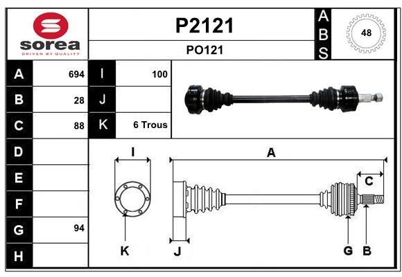 SNRA P2121 Drive shaft P2121: Buy near me in Poland at 2407.PL - Good price!