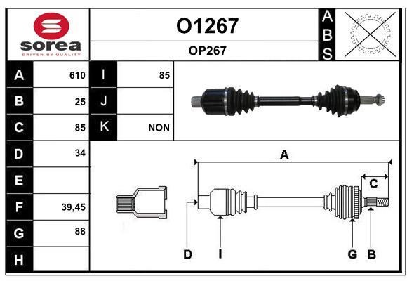 SNRA O1267 Drive shaft O1267: Buy near me in Poland at 2407.PL - Good price!