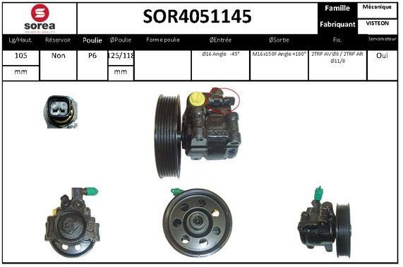 SNRA SOR4051145 Насос гидроусилителя руля SOR4051145: Отличная цена - Купить в Польше на 2407.PL!