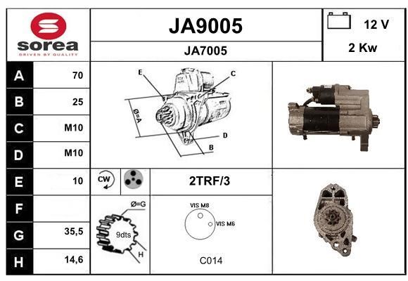SNRA JA9005 Starter JA9005: Buy near me in Poland at 2407.PL - Good price!
