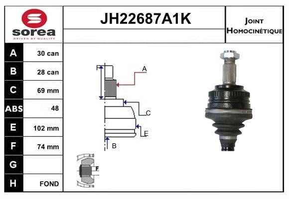 SNRA JH22687A1K Joint kit, drive shaft JH22687A1K: Buy near me in Poland at 2407.PL - Good price!