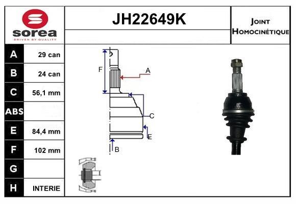 SNRA JH22649K Joint kit, drive shaft JH22649K: Buy near me in Poland at 2407.PL - Good price!
