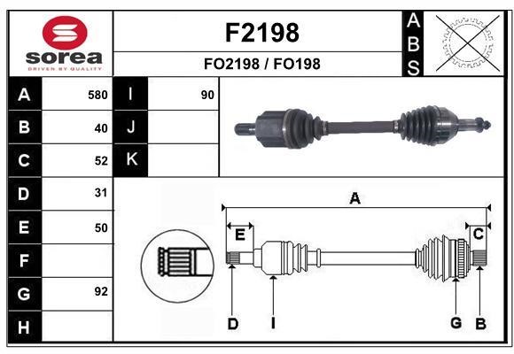 SNRA F2198 Вал приводной F2198: Отличная цена - Купить в Польше на 2407.PL!