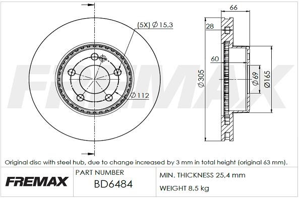 Fremax BD-6484 Тормозной диск передний вентилируемый BD6484: Отличная цена - Купить в Польше на 2407.PL!