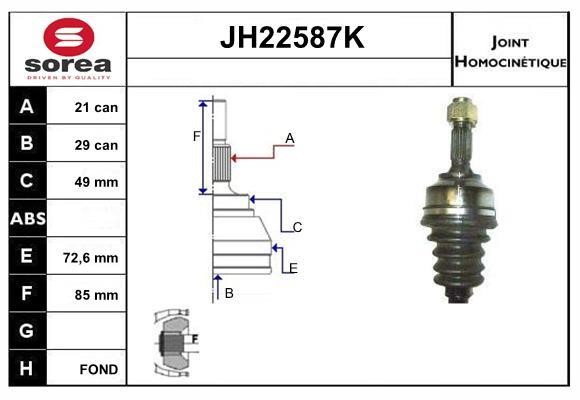SNRA JH22587K Joint kit, drive shaft JH22587K: Buy near me in Poland at 2407.PL - Good price!
