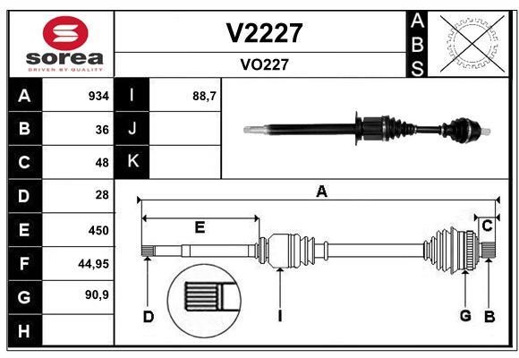 SNRA V2227 Вал приводной V2227: Отличная цена - Купить в Польше на 2407.PL!