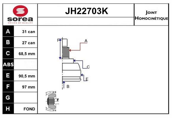 SNRA JH22703K Joint kit, drive shaft JH22703K: Buy near me in Poland at 2407.PL - Good price!