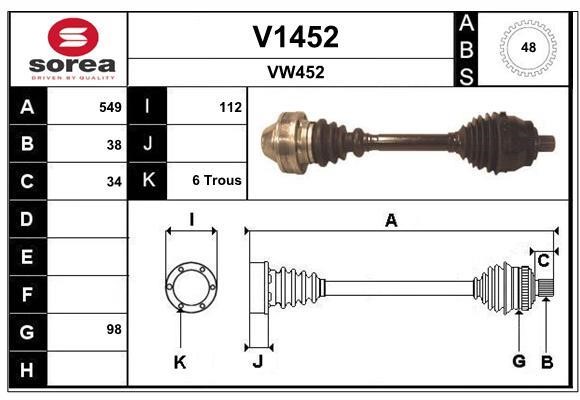 SNRA V1452 Drive shaft V1452: Buy near me at 2407.PL in Poland at an Affordable price!